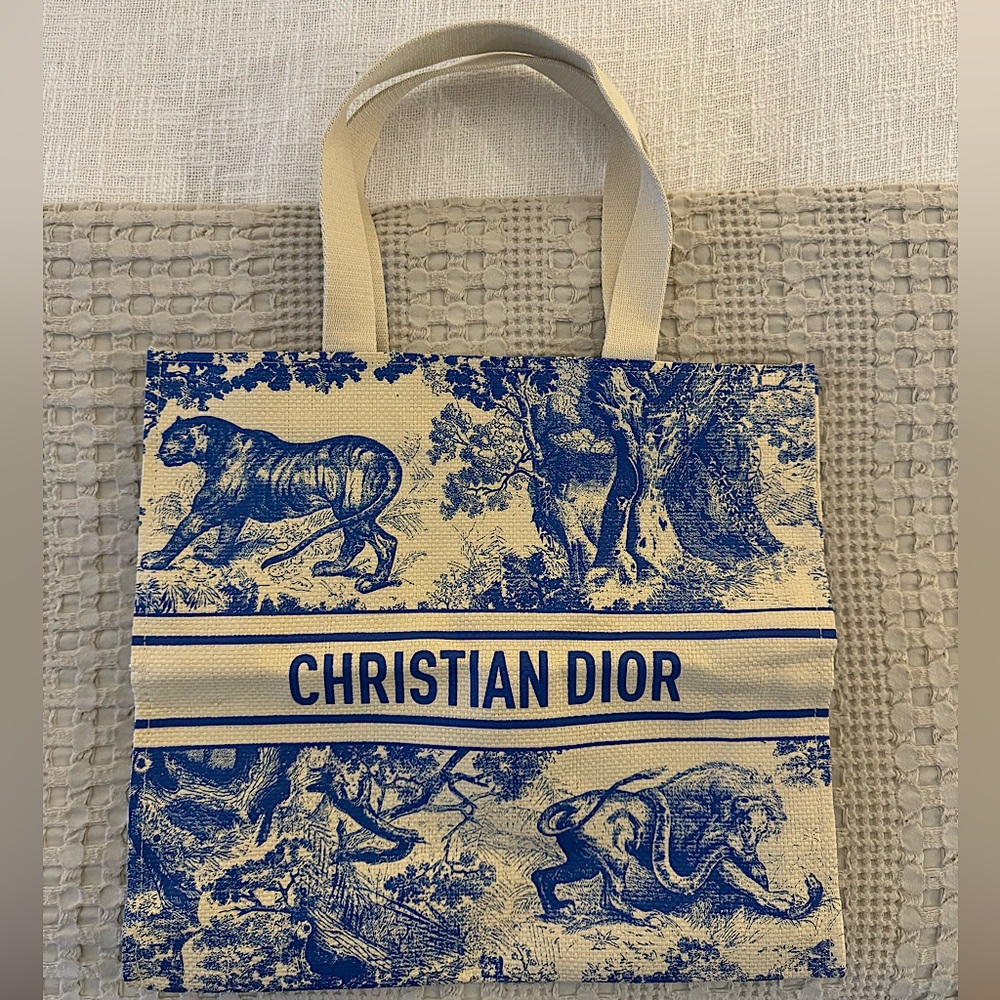 Christian Dior straw toile du jour Dioriviera bag